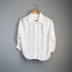 Aritzia Babaton viscose button up blouse shirt gauzy slim stretchy